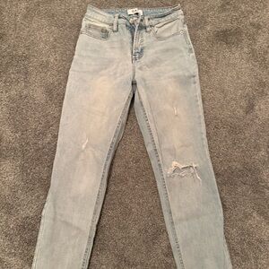 Oat New York Light Blue Distressed Women Jeans